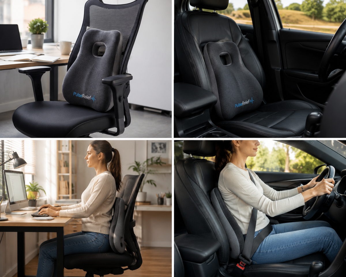 Pulse relief Ergonomische Rugsteun voor Auto & Bureaustoel - Rugkussen Onderrug,rug,