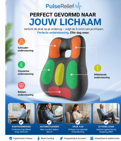 Pulse relief Ergonomische Rugsteun voor Auto & Bureaustoel - Rugkussen Onderrug,rug,