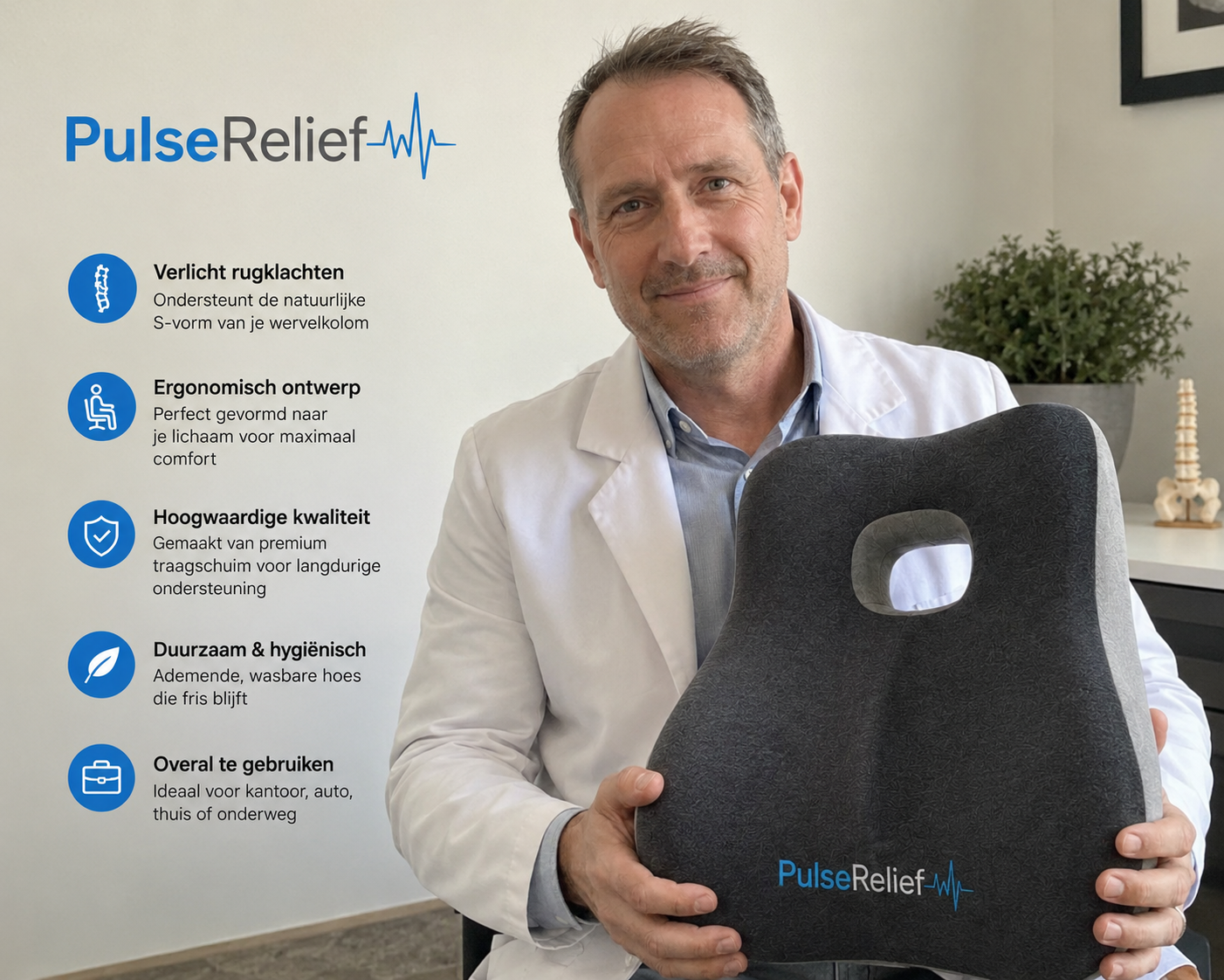 Pulse relief Ergonomische Rugsteun voor Auto & Bureaustoel - Rugkussen Onderrug,rug,