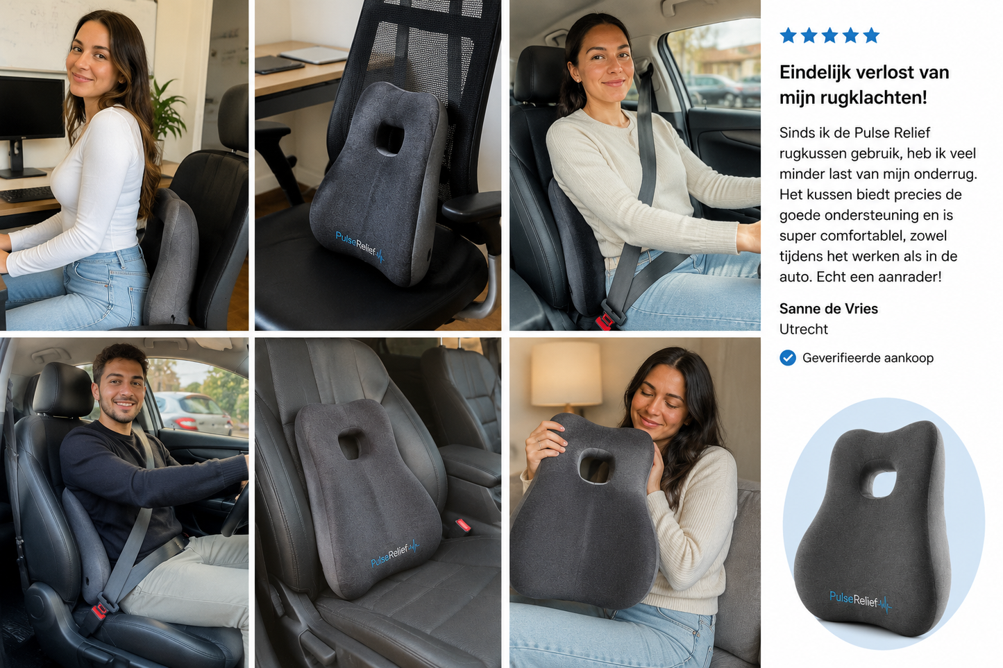 Pulse relief Ergonomische Rugsteun voor Auto & Bureaustoel - Rugkussen Onderrug,rug,