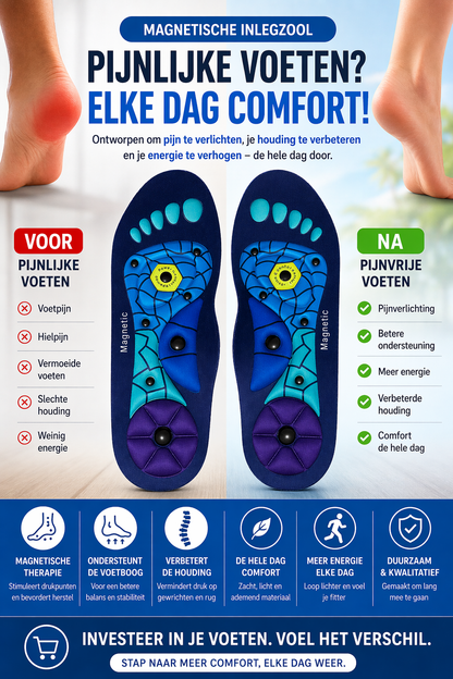 Magnetische Acupressuur Inlegzolen – Schokdempend & Orthopedisch Comfort voor Vermoeide Voeten