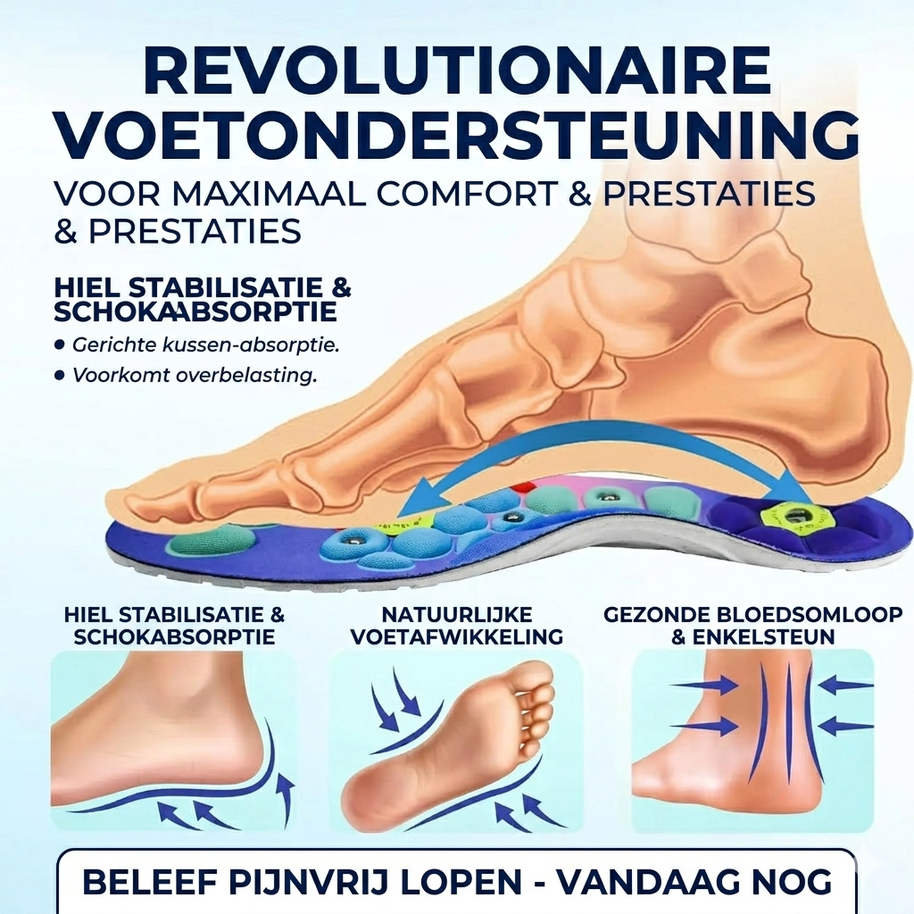 Magnetische Acupressuur Inlegzolen – Schokdempend & Orthopedisch Comfort voor Vermoeide Voeten